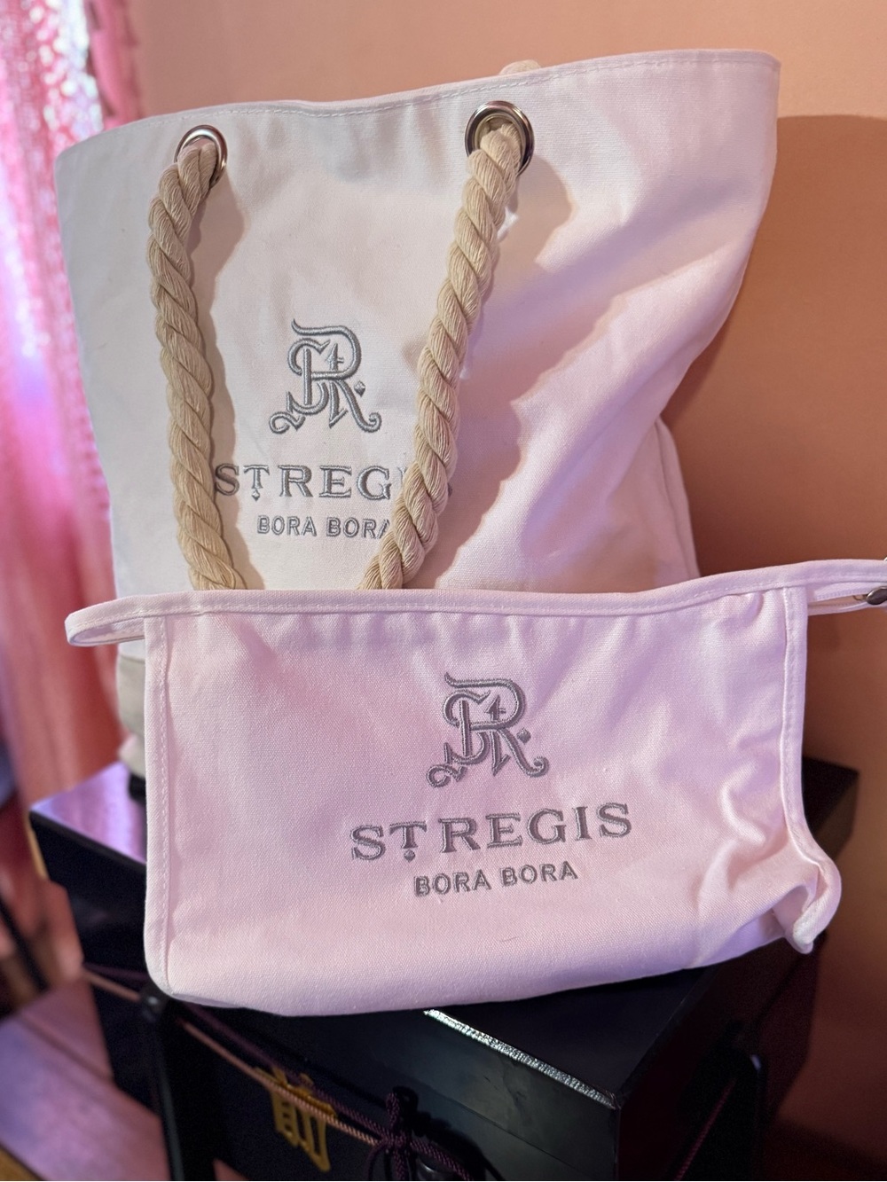 St. Regis Bora Bora Canvas Beach Tote & Pouch Set